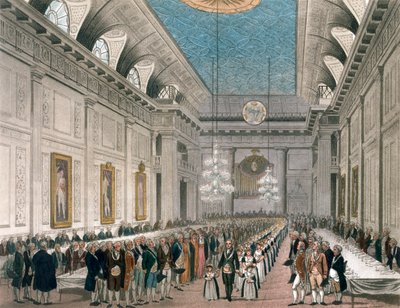 フリーメイソンホール、クイーンストリート、ロンドン、c1780-1812での行列 作： Joseph Constantine Stadler