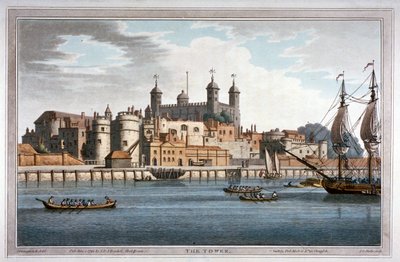 テムズ川に浮かぶ船とロンドン塔の南側の風景（1795年 作： Joseph Constantine Stadler