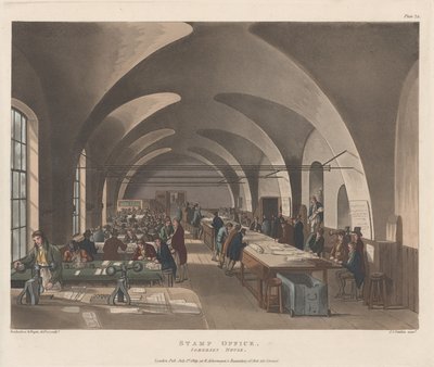 切手事務所、サマセット ハウス、1809 年 7 月 1 日、1809 年 7 月 1 日。 作： Joseph Constantine Stadler