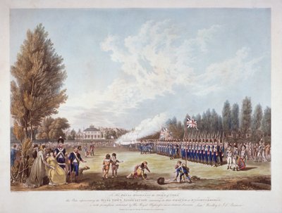 1799年、ロンドンのナイツブリッジにある彼らのグラウンドで運動するハンス・タウン・アソシエーション 作： Joseph Constantine Stadler