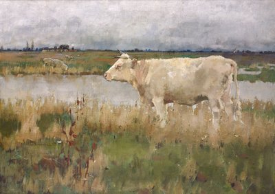 リンカンシャーの牧草地、1882年から3年頃（キャンバスに油彩） 作： Joseph Crawhall