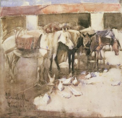 モロッコのサンガー、1888年（紙にトイレとボディカラー） 作： Joseph Crawhall