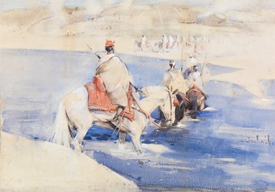 アラブの襲撃（水彩、グワッシュ、紙） 作： Joseph Crawhall