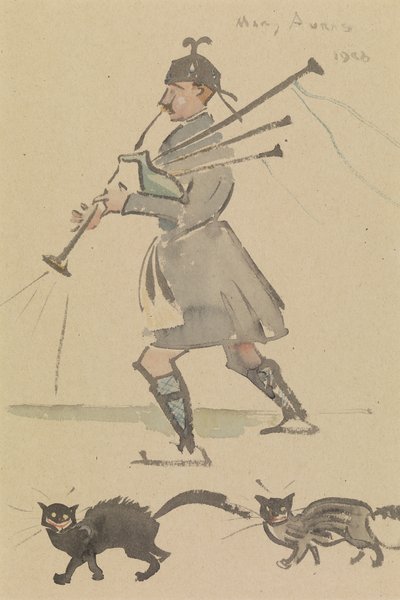 バグパイプを吹くハイランダー 作： Joseph Crawhall