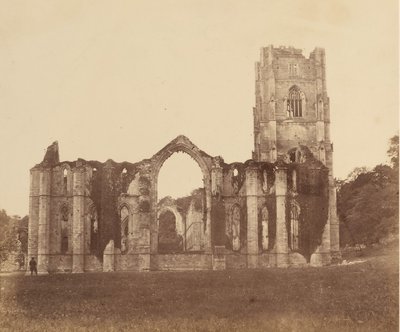 ファウンテンズ・アビー（Fountains Abbey）。ナイン・オルターズの礼拝堂、外観、1850年代。 作： Joseph Cundall