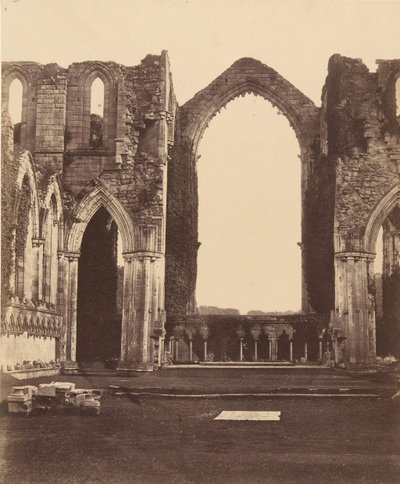 ファウンテンズ・アビー（Fountains Abbey）。ナイン・オルターズの礼拝堂、内部、1850年代。 作： Joseph Cundall