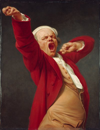 自画像、あくび、ca。 1783 作： Joseph Ducreux