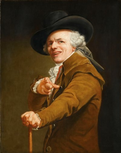 あざけりを装った芸術家の自画像 c. 1793年。 作： Joseph Ducreux
