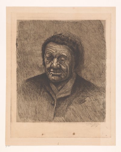 見知らぬ老婆の肖像 作： Joseph Dujardin (signed by artist)