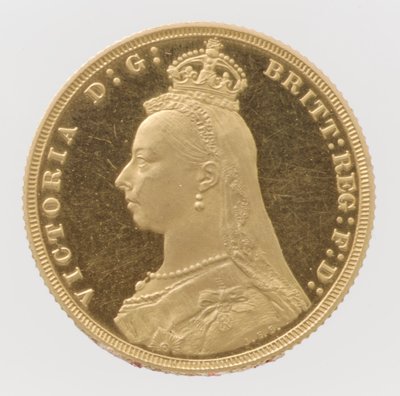 ビクトリア女王ジュビリー ヘッド プルーフ ソブリン、1887 年。 作： Joseph Edgar Boehm