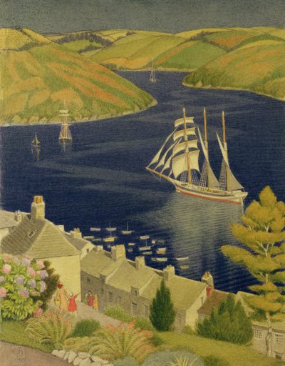 コーンウォールハーバー、1930年 作： Joseph Edward Southall