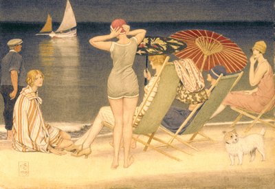 パラソル、1929（紙にトイレ） 作： Joseph Edward Southall