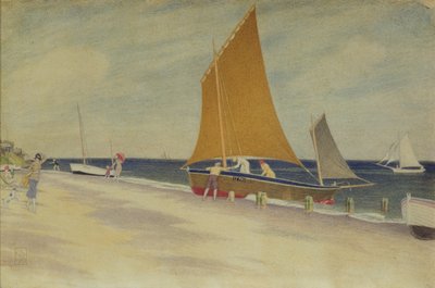 海辺の快楽、1925年（紙にトイレ） 作： Joseph Edward Southall
