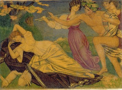 バッカスとアリアドネのための研究、1912年頃（カードに鉛筆でトイレ） 作： Joseph Edward Southall