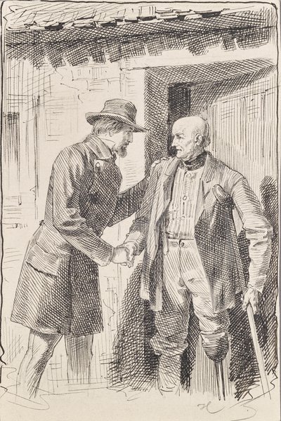 2人の男性、1人は足を切断している 作： Joseph Eugen Hörwarter