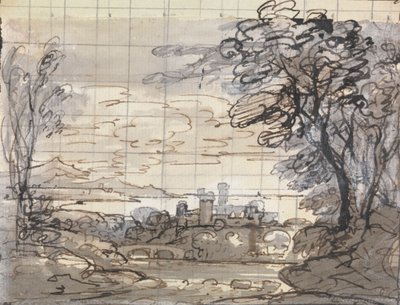 城と橋のある川 作： Joseph Farington