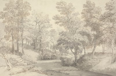 湖水地方、ダドン川の飛び石 作： Joseph Farington