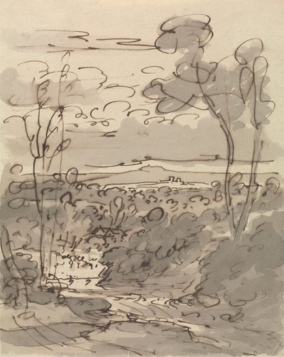 Árvores e paisagem montanhosa 作： Joseph Farington