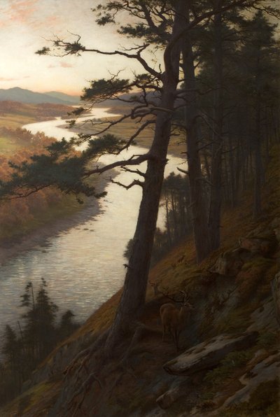 曲がりくねったディー、1889 作： Joseph Farquharson