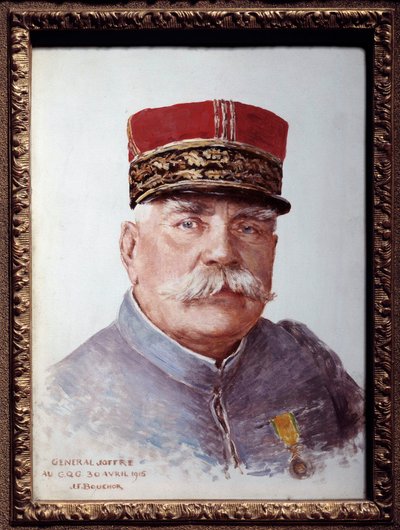 フランスの牧童ジョッフル将軍（1852-1931）の肖像 ジョセフ・フェリックス・ブーショル（1853-1937）による絵画。1915.薄暗い。0.33x0.24 m パリ、カルナヴァレ美術館 作： Joseph Felix Bouchor