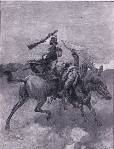 ひとりを馬から落とす（リトグラフ 作： Joseph Finnemore