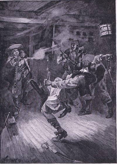 新キャプテンの頭を撃ち抜く（リトグラフ 作： Joseph Finnemore