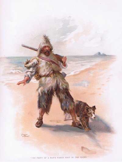 砂の上に置かれた人の足の跡（カラーリトグラフ 作： Joseph Finnemore