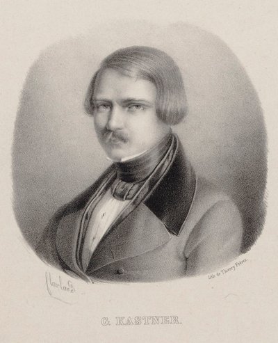 作曲家ジャン＝ジョルジュ・カストナーの肖像（1810～1867年）。 作： Joseph Frédéric Flaxland