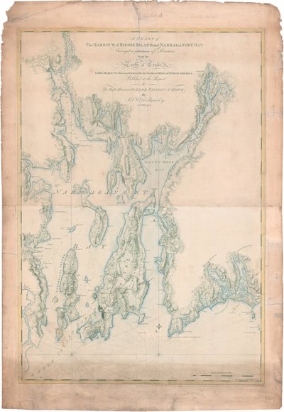ロードアイランド港とナラガンセット湾の海図 作： Joseph Frederick Wallet DesBarres