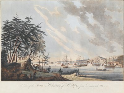 ダートマスショアからのハリファックスの町と港の眺め、1781 作： Joseph Frederick Wallet DesBarres
