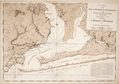 西フロリダ州ペンサコーラの湾と港の海図 作： Joseph Frederick Wallet DesBarres