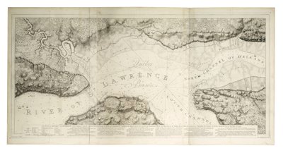 1781年頃のケベックとその防衛線周辺の平面図（彩色済みエングレーヴィング） 作： Joseph Frederick Wallet DesBarres