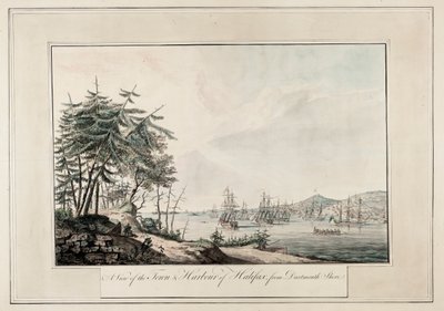 ダートマス海岸から見たハリファックスの町と港 1777年頃（印刷物） 作： Joseph Frederick Wallet DesBarres