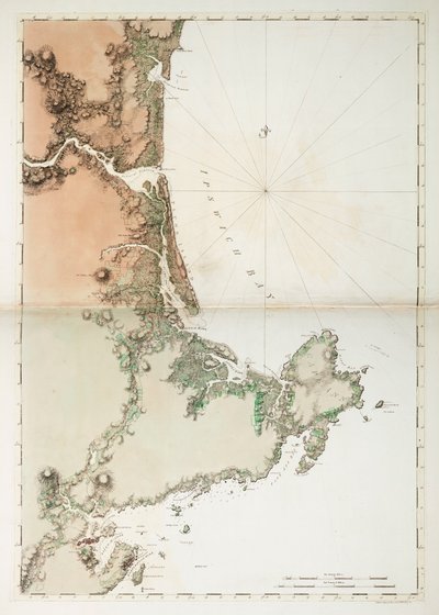 北米大西洋岸、イプスウィッチ湾とアン岬の海図 作： Joseph Frederick Wallet DesBarres