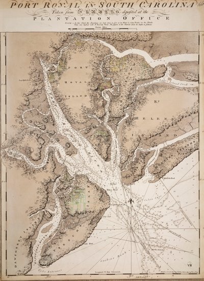 アメリカ合衆国サウスカロライナ州ポートロイヤル海図 作： Joseph Frederick Wallet DesBarres