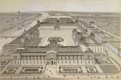 ルーブル美術館とチュイルリーの眺め、1850年頃 作： Joseph Gabriel Aubrun