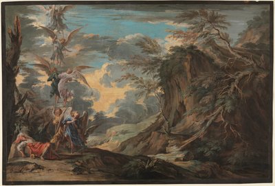 ヤコブの夢 1720年頃（茶色のキッドスキンにグワッシュ） 作： Joseph Goupy
