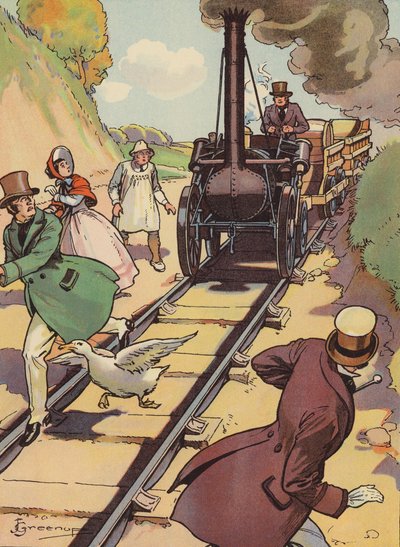 初期の機関車（カラーリトグラフ） 作： Joseph Greenup