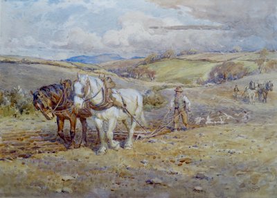 ダウンズを耕す重馬たち 作： Joseph Harold Swanwick