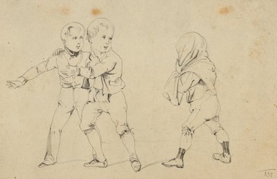 遊ぶ3人の子供 作： Joseph Heicke