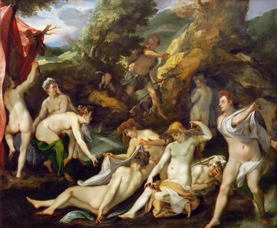 バロック :ディアナとアクテオン」ハインツ・ヨーゼフ長老（1564-1609）1595年頃。銅に油彩、40x49。ヴィエンヌの美術史博物館 作： Joseph Heintz