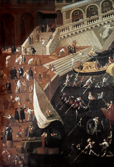 ヴェネツィアのリアルト橋のレガーテ、ドックのディテール（絵画 作： Joseph Heintz