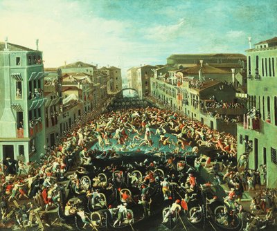 ニコロッティとカステラーニの間の戦い、ヴェネツィア、ポンテデイプーニで1673 作： Joseph Heintz