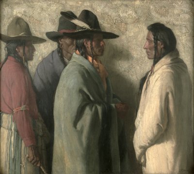 ヤング・チーフス・ミッション、1919年頃（キャンバスに油彩） 作： Joseph Henry Sharp
