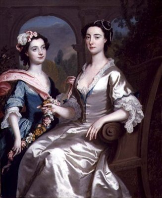 エリザベスバーチ夫人と娘、1741年 作： Joseph Highmore