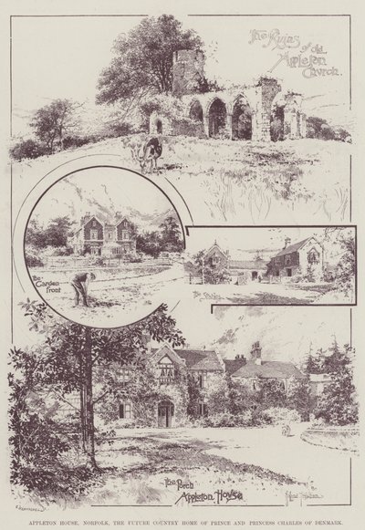 Appleton House、ノーフォーク、デンマークのチャールズ皇太子と皇太子妃の未来の国の家 作： Joseph Holland Tringham
