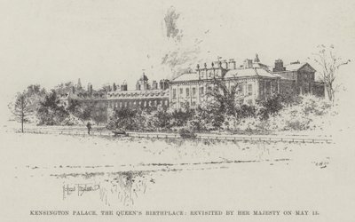 5月15日に女王陛下が再訪した女王の生家ケンジントン宮殿 作： Joseph Holland Tringham
