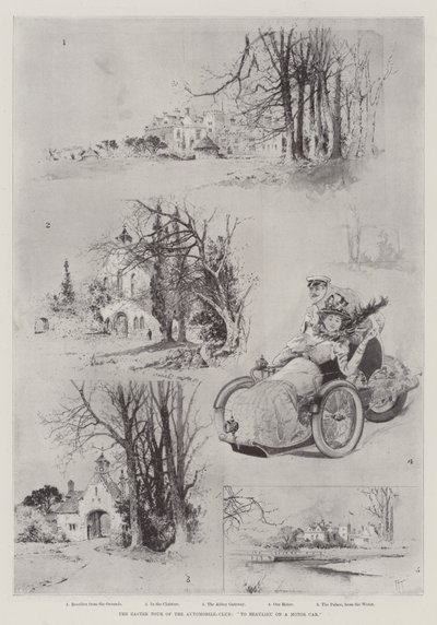 自動車クラブのイースターツアー、自動車でボーリューへ 作： Joseph Holland Tringham