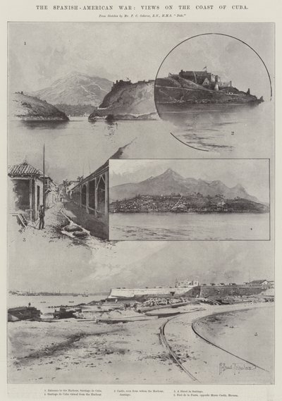 スペインとアメリカの戦争、キューバの海岸の眺め 作： Joseph Holland Tringham