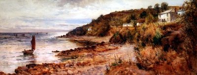 Cemaes Bayの釣り船とコテージ 作： Joseph Hughes Clayton